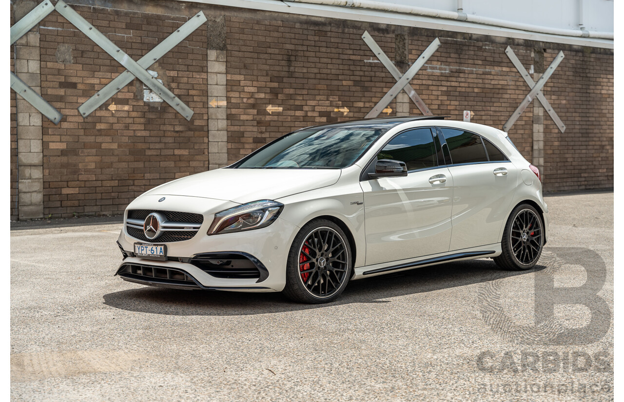 03/2017 Mercedes Benz A45 AMG (AWD) 176 4d Hatchback White Turbo 2.0L