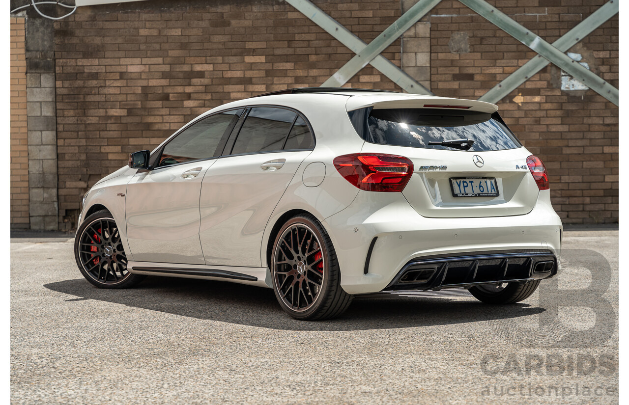 03/2017 Mercedes Benz A45 AMG (AWD) 176 4d Hatchback White Turbo 2.0L