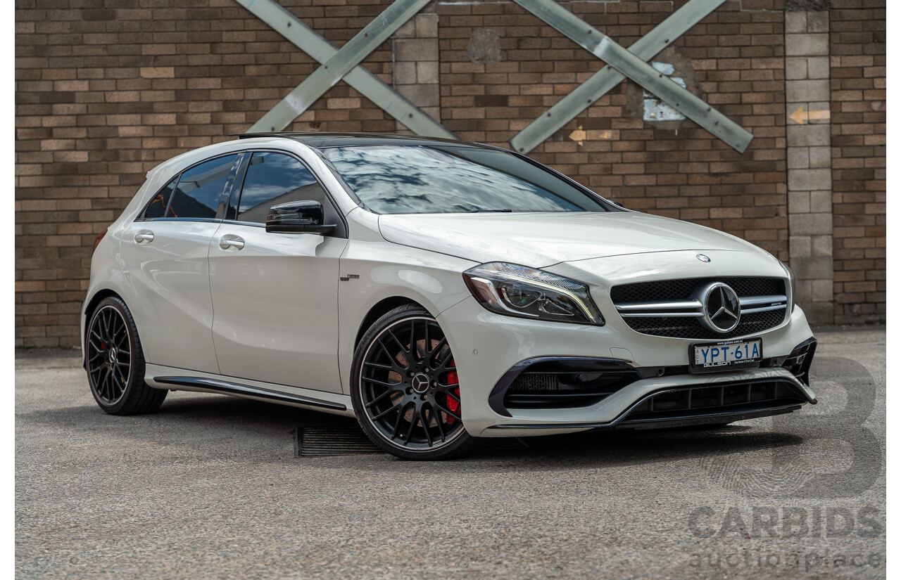 03/2017 Mercedes Benz A45 AMG (AWD) 176 4d Hatchback White Turbo 2.0L