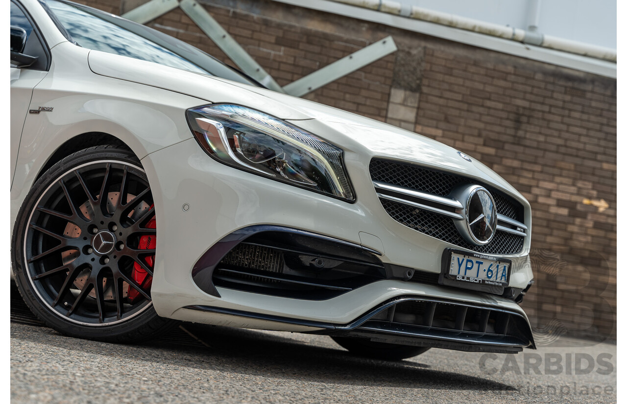 03/2017 Mercedes Benz A45 AMG (AWD) 176 4d Hatchback White Turbo 2.0L