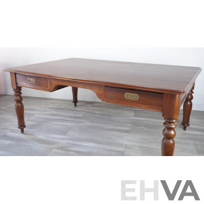 Large Antique Style Desk with Two Drawers