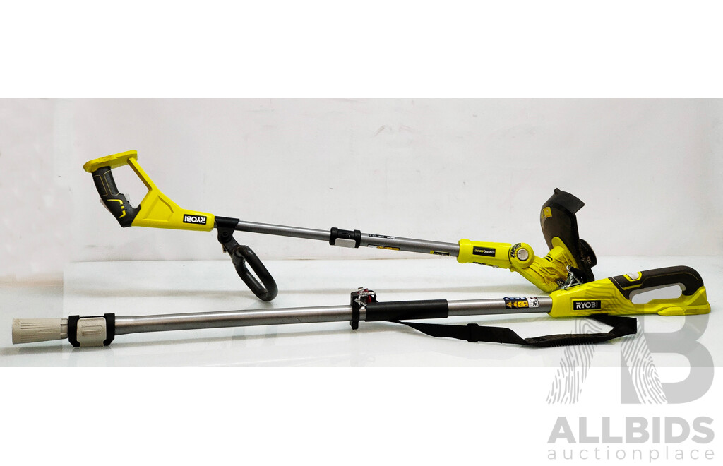 Ryobi Cordless Pole Hedge Trimmer and Line Trimmer (Tool Only) - Lot of 2