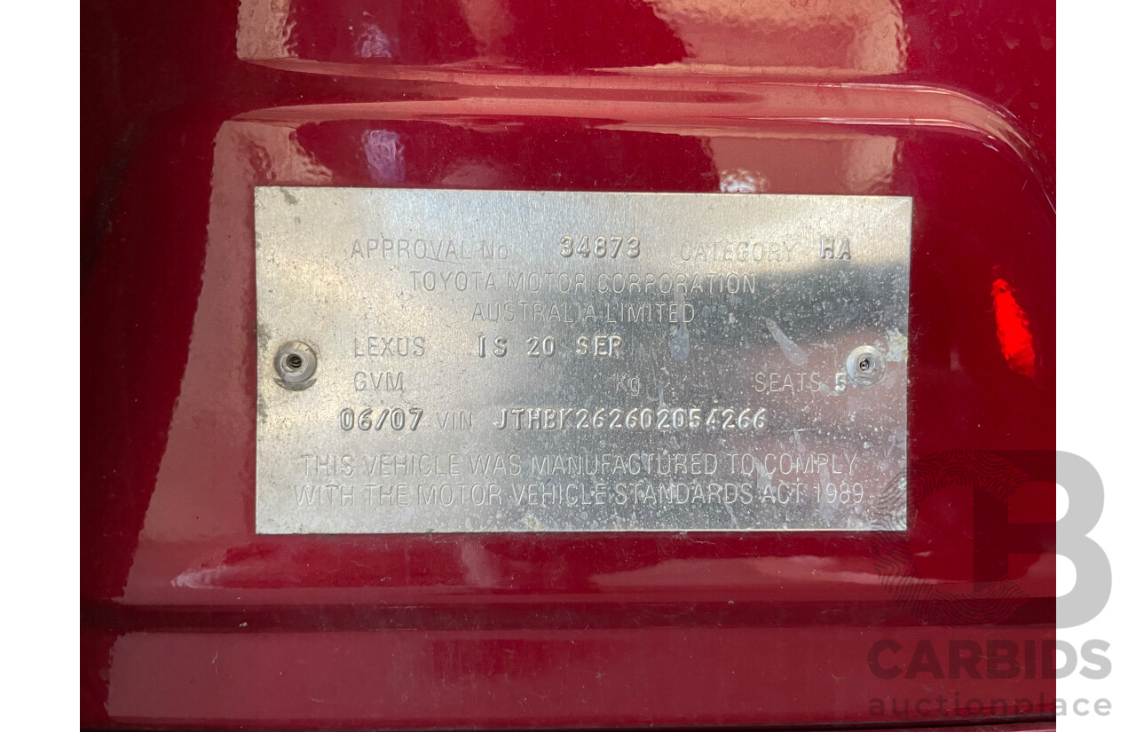 6/2007 Lexus Is250 X GSE20R 4d Sedan Red 2.5L