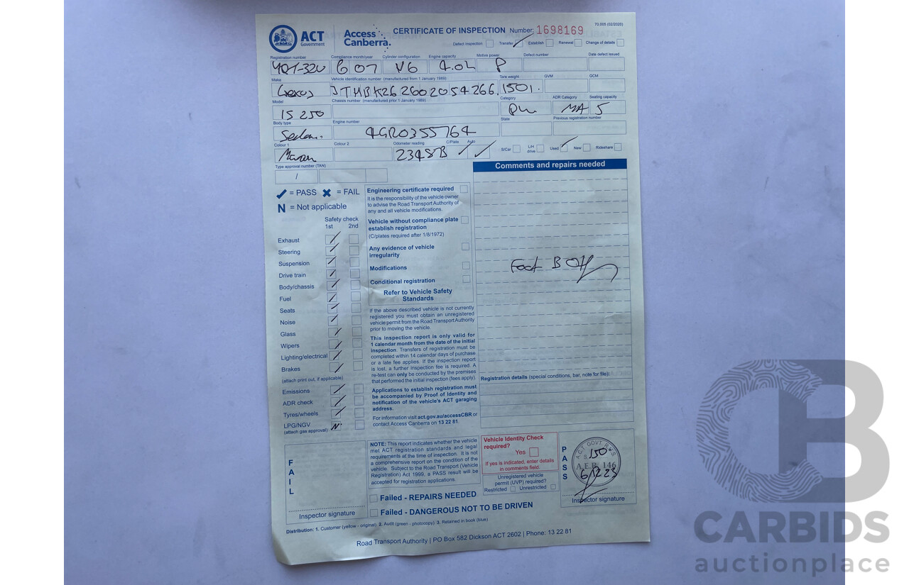 6/2007 Lexus Is250 X GSE20R 4d Sedan Red 2.5L