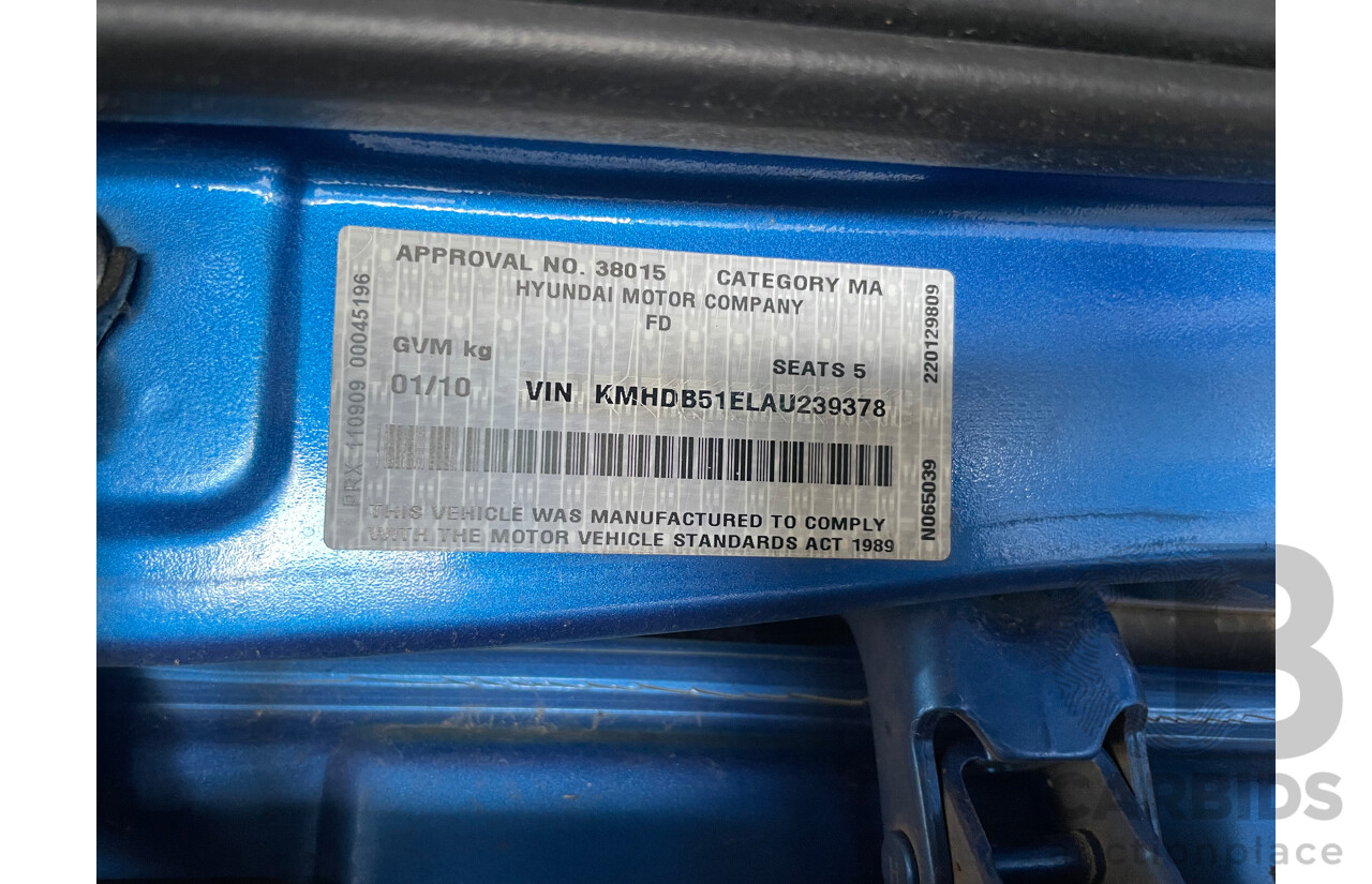 01/10 Hyundai I30 SX FWD FD MY10 5D Hatchback Blue 2.0L