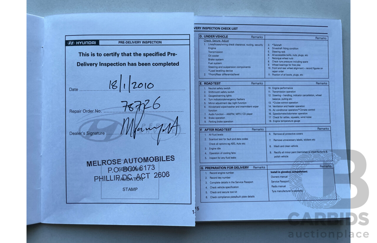 01/10 Hyundai I30 SX FWD FD MY10 5D Hatchback Blue 2.0L