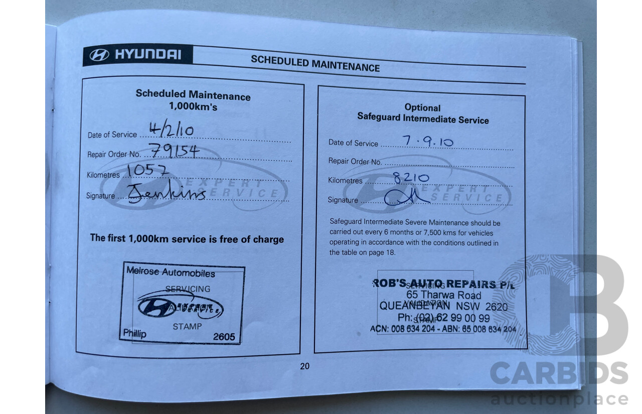 01/10 Hyundai I30 SX FWD FD MY10 5D Hatchback Blue 2.0L