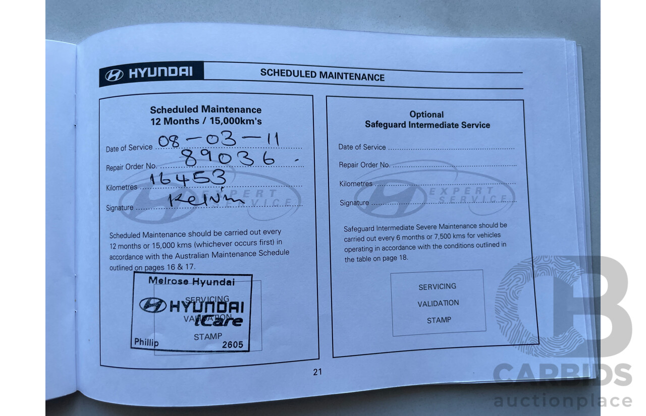 01/10 Hyundai I30 SX FWD FD MY10 5D Hatchback Blue 2.0L