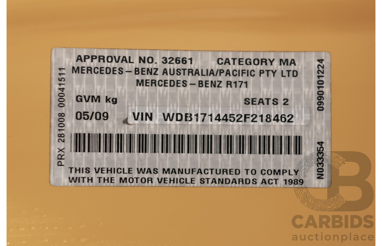 5/2009 Mercedes Benz SLK 200 Kompressor R171 08 Upgrade 2d Convertible Yellowstone Supercharged 1.8L