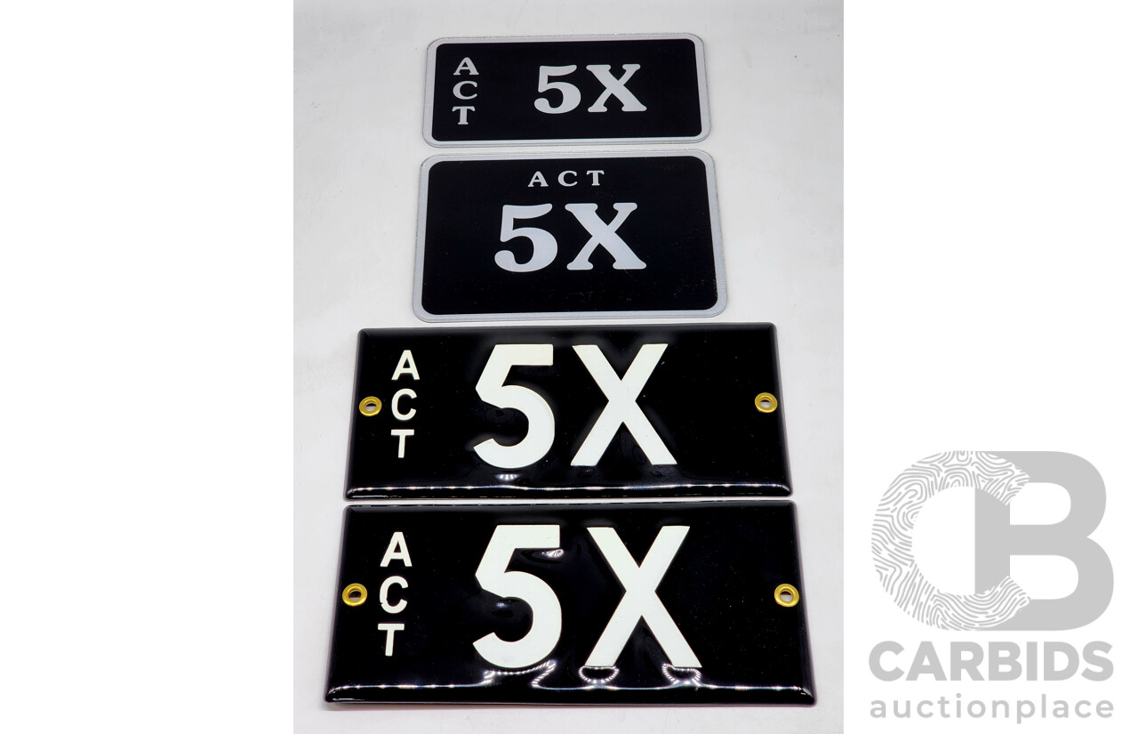 ACT Two Character Alpha Numeric Number Plate - 5X (Number 5, Letter X)