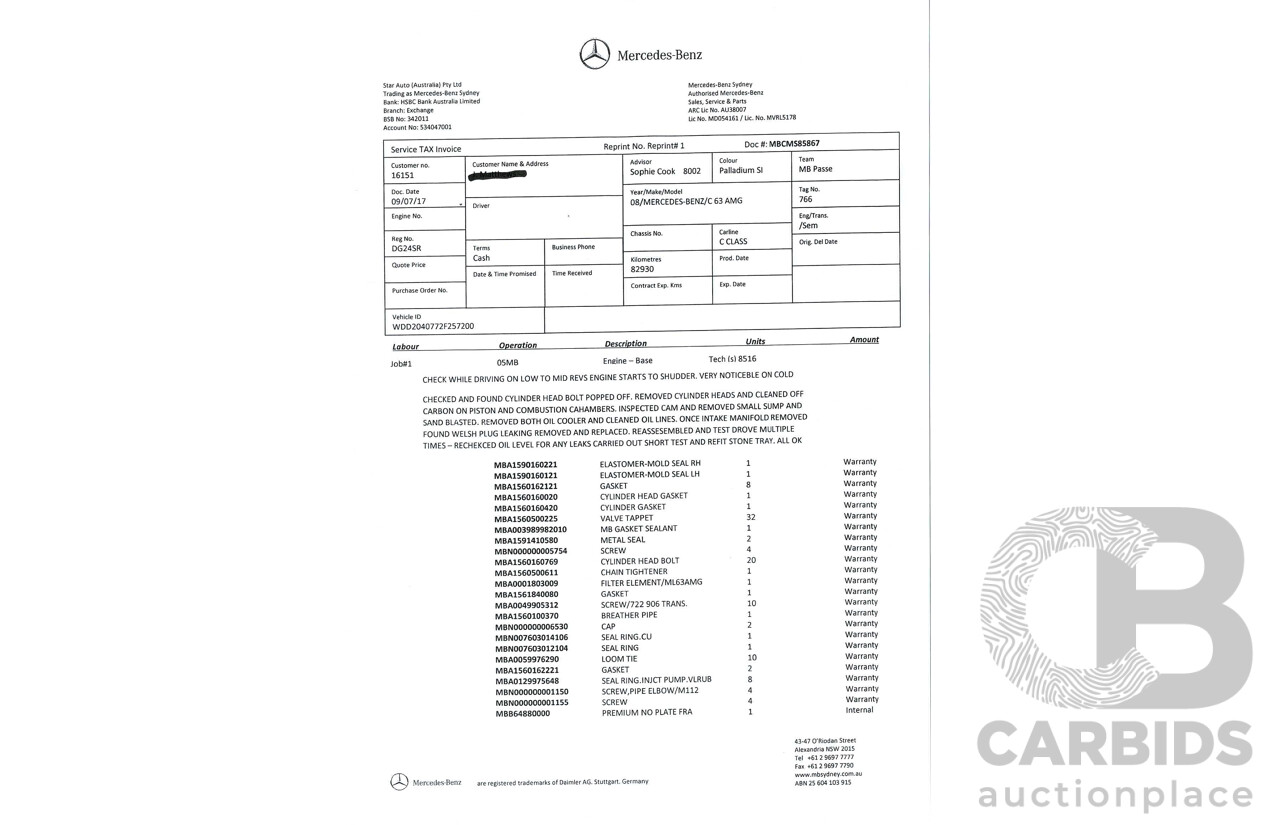 11/2008 Mercedes Benz C63 AMG W204 4d Sedan Palladium Silver Metallic V8 6.3L