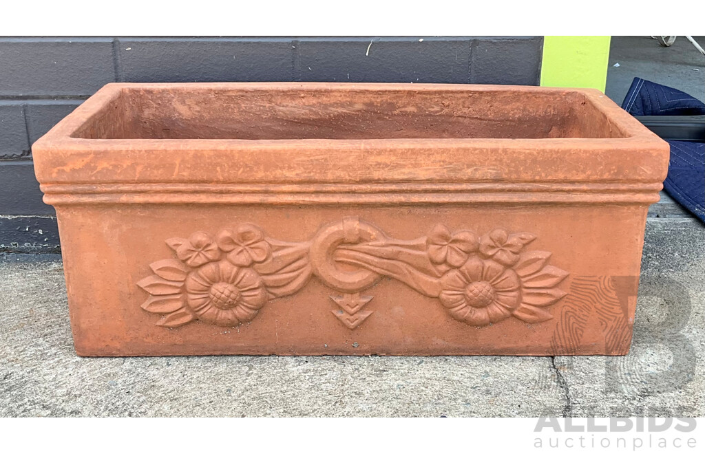 Rectangular Terracotta Planter with Sunflowers