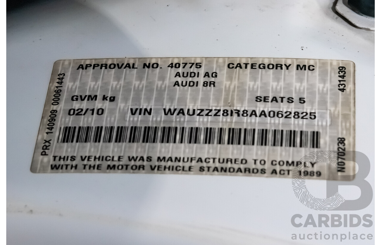 2/2010 Audi Q5 2.0 TFSI Quattro (AWD) 8R MY10 4d Wagon White Turbo 2.0L