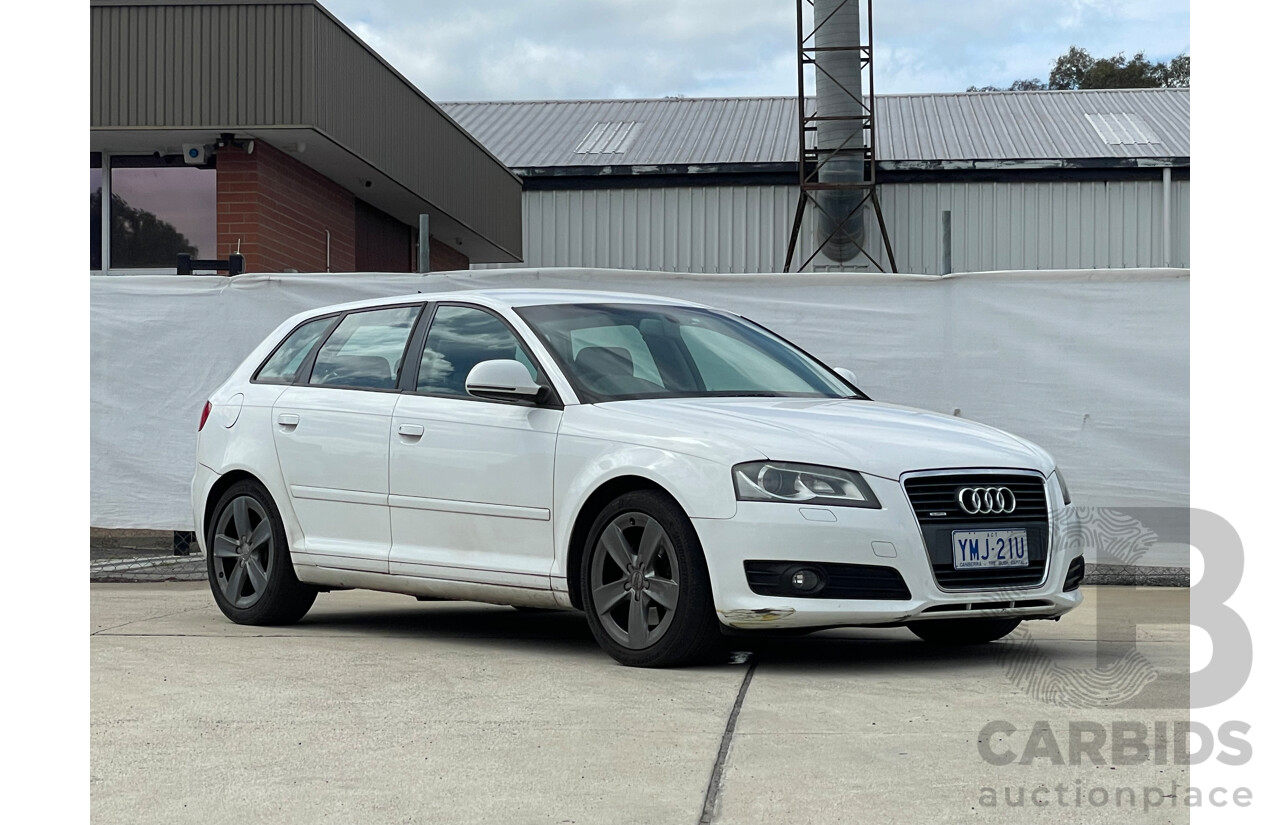 12/09 Audi A3 SPORTBACK 2.0 TFSI AMBITION FWD 8P 5D Hatchback White 2.0L
