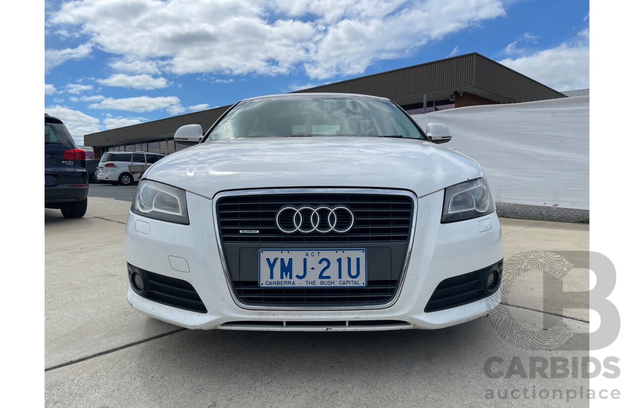 12/09 Audi A3 SPORTBACK 2.0 TFSI AMBITION FWD 8P 5D Hatchback White 2.0L