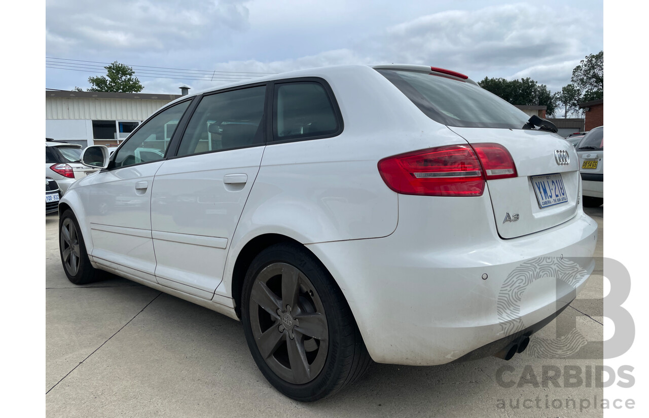 12/09 Audi A3 SPORTBACK 2.0 TFSI AMBITION FWD 8P 5D Hatchback White 2.0L