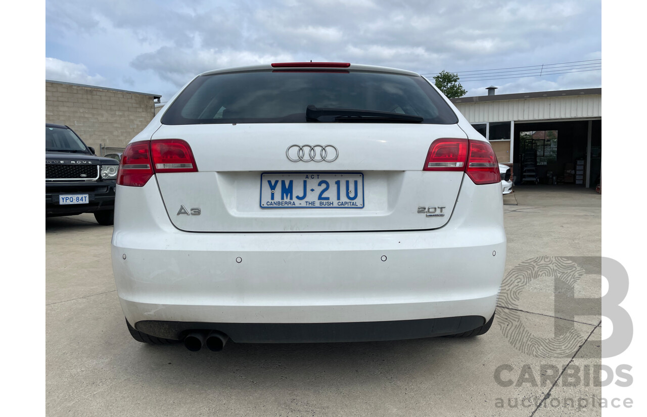 12/09 Audi A3 SPORTBACK 2.0 TFSI AMBITION FWD 8P 5D Hatchback White 2.0L