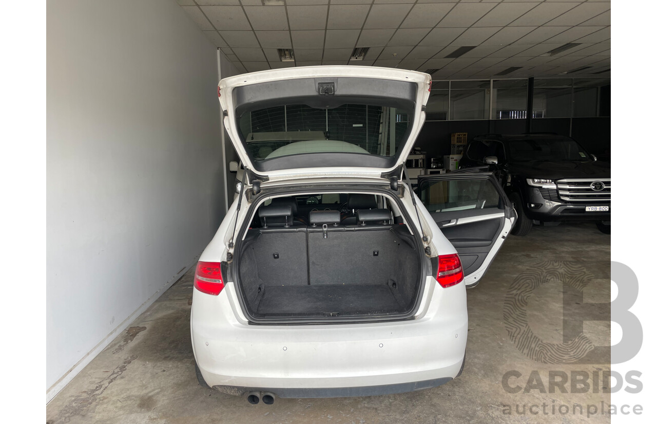 12/09 Audi A3 SPORTBACK 2.0 TFSI AMBITION FWD 8P 5D Hatchback White 2.0L