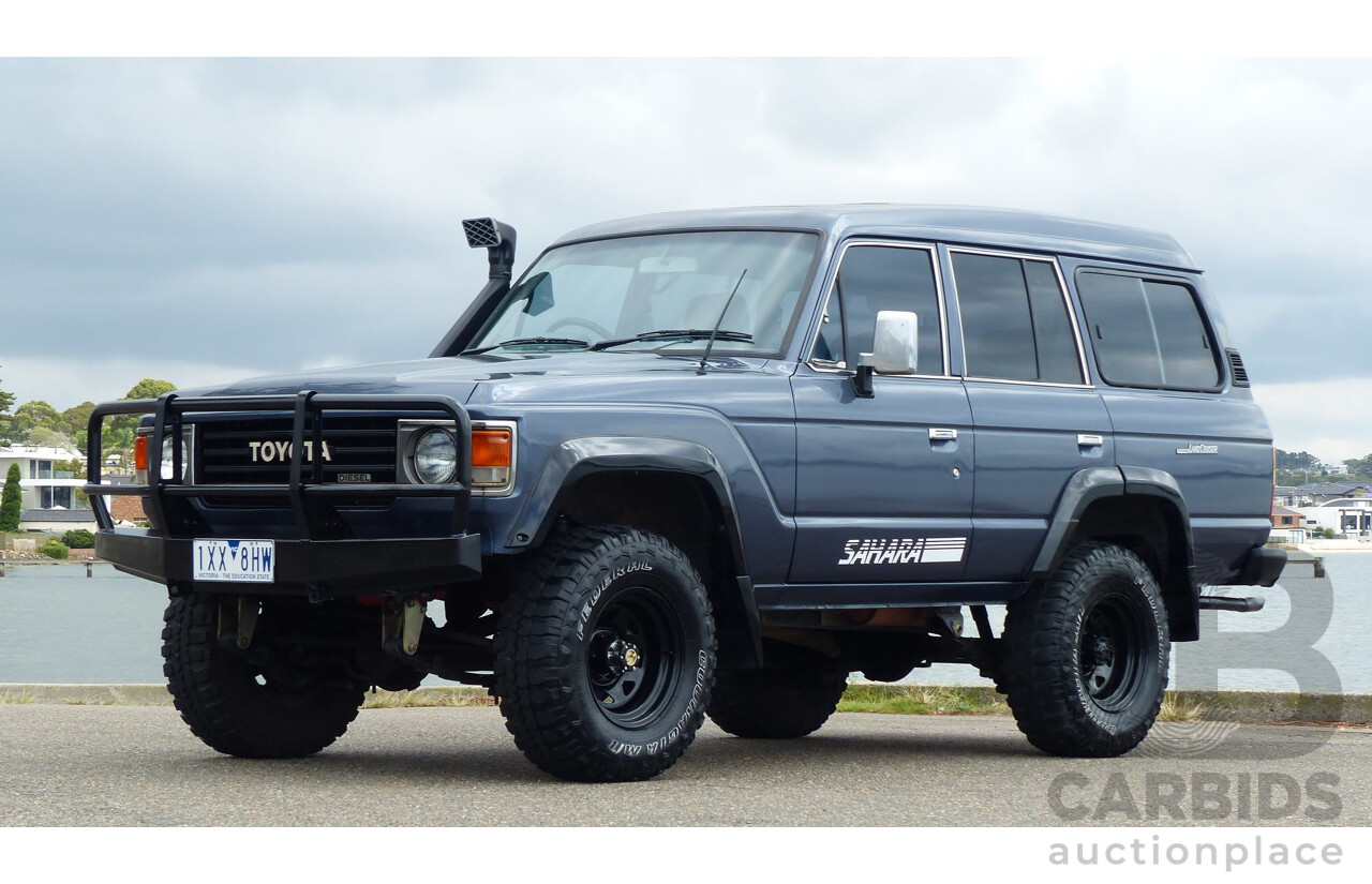 1/1986 Toyota Landcruiser Sahara (4x4) HJ61RG 4d Wagon Blue Diesel 4.0L