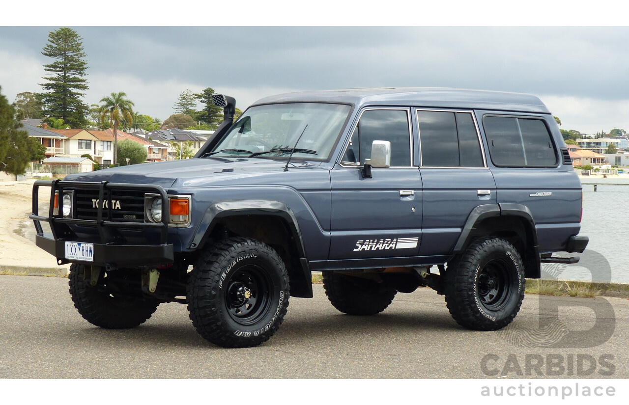 1/1986 Toyota Landcruiser Sahara (4x4) HJ61RG 4d Wagon Blue Diesel 4.0L