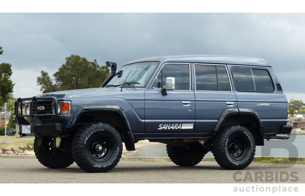 1/1986 Toyota Landcruiser Sahara (4x4) HJ61RG 4d Wagon Blue Diesel 4.0L