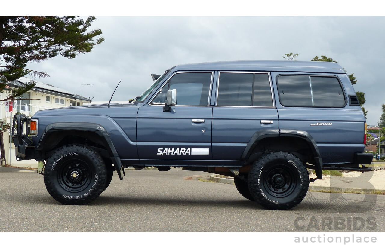 1/1986 Toyota Landcruiser Sahara (4x4) HJ61RG 4d Wagon Blue Diesel 4.0L