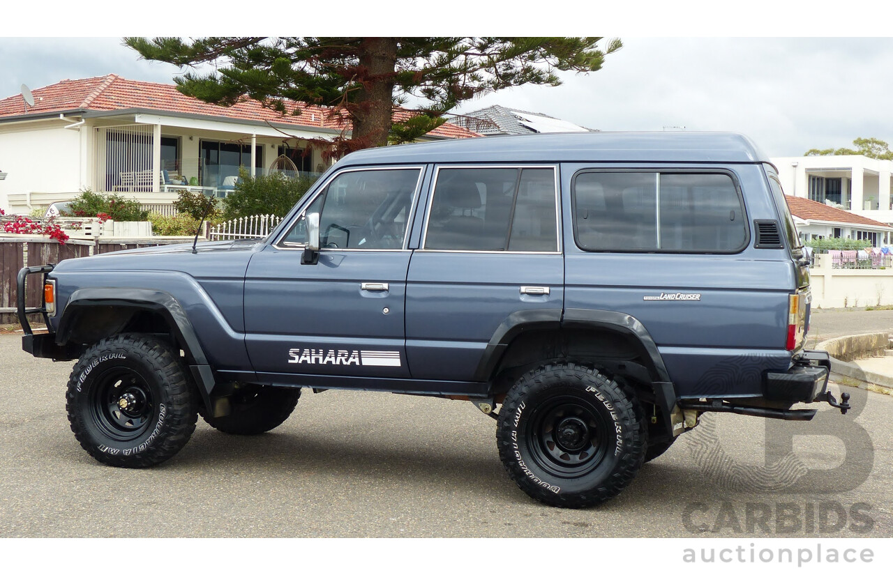 1/1986 Toyota Landcruiser Sahara (4x4) HJ61RG 4d Wagon Blue Diesel 4.0L