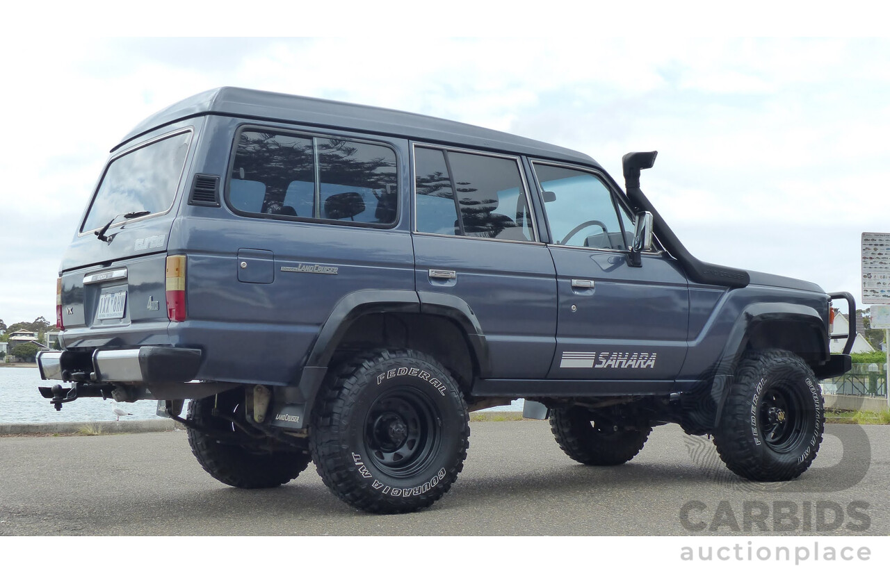 1/1986 Toyota Landcruiser Sahara (4x4) HJ61RG 4d Wagon Blue Diesel 4.0L