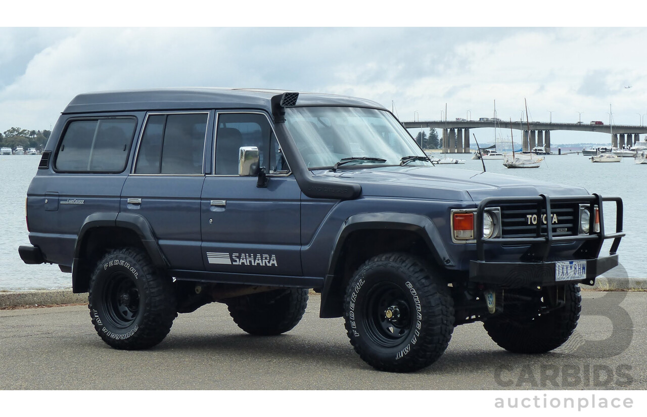 1/1986 Toyota Landcruiser Sahara (4x4) HJ61RG 4d Wagon Blue Diesel 4.0L