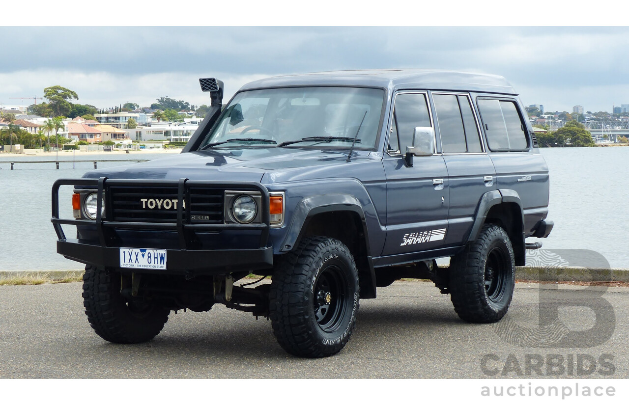 1/1986 Toyota Landcruiser Sahara (4x4) HJ61RG 4d Wagon Blue Diesel 4.0L