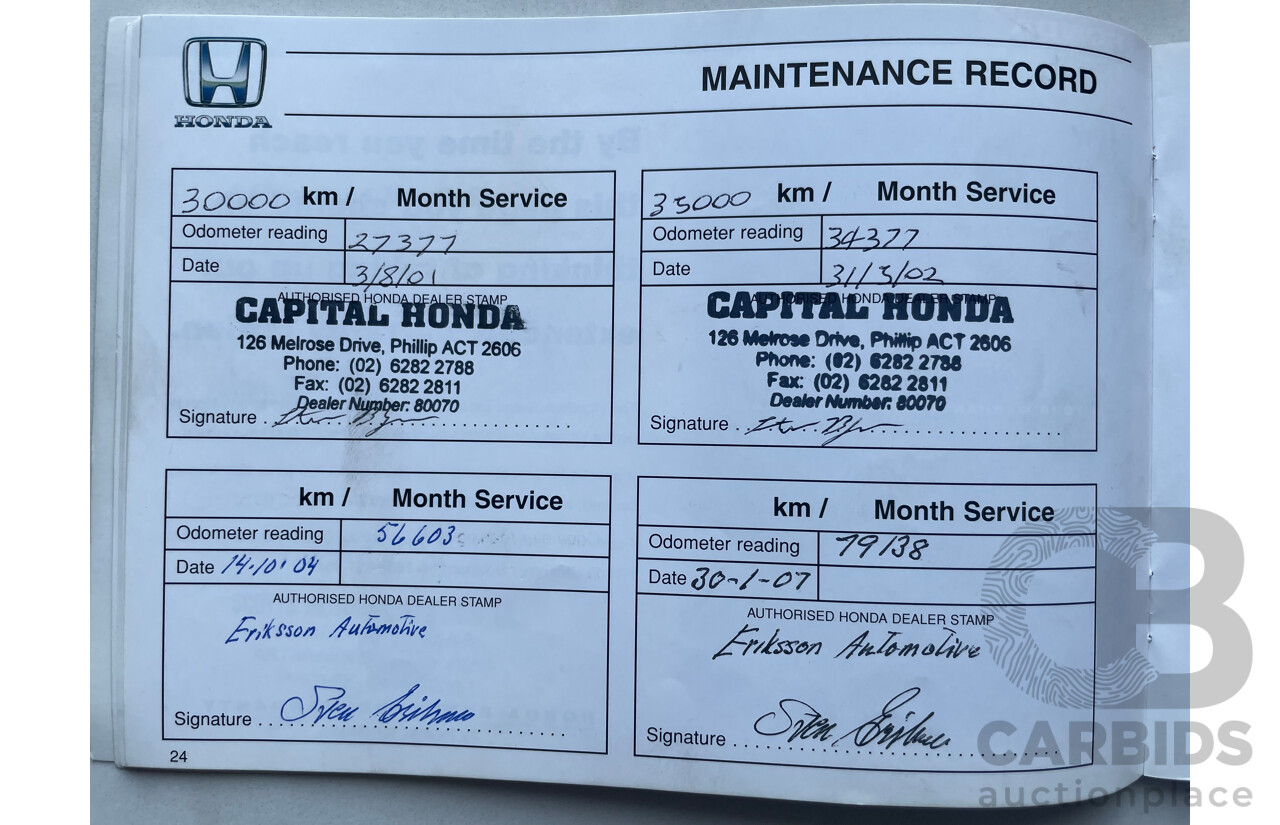 07/98 Honda Accord V6 FWD  4D Sedan Silver 3.0L