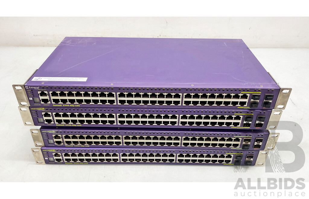 Extreme Networks (X440-48p-10G) 48-Port Switch - Lot of Four