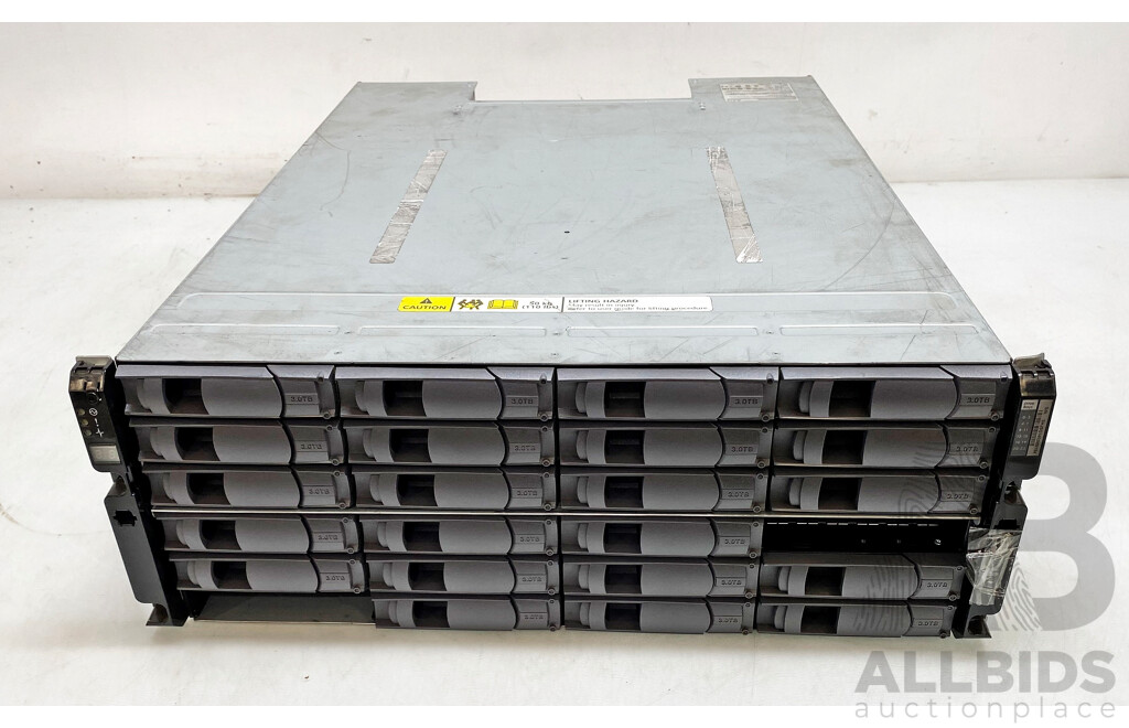 NetApp (NAJ-0801) 24-Bay 3RU (66TB Installed) Hard Drive Array W/ SAS Controller Modules