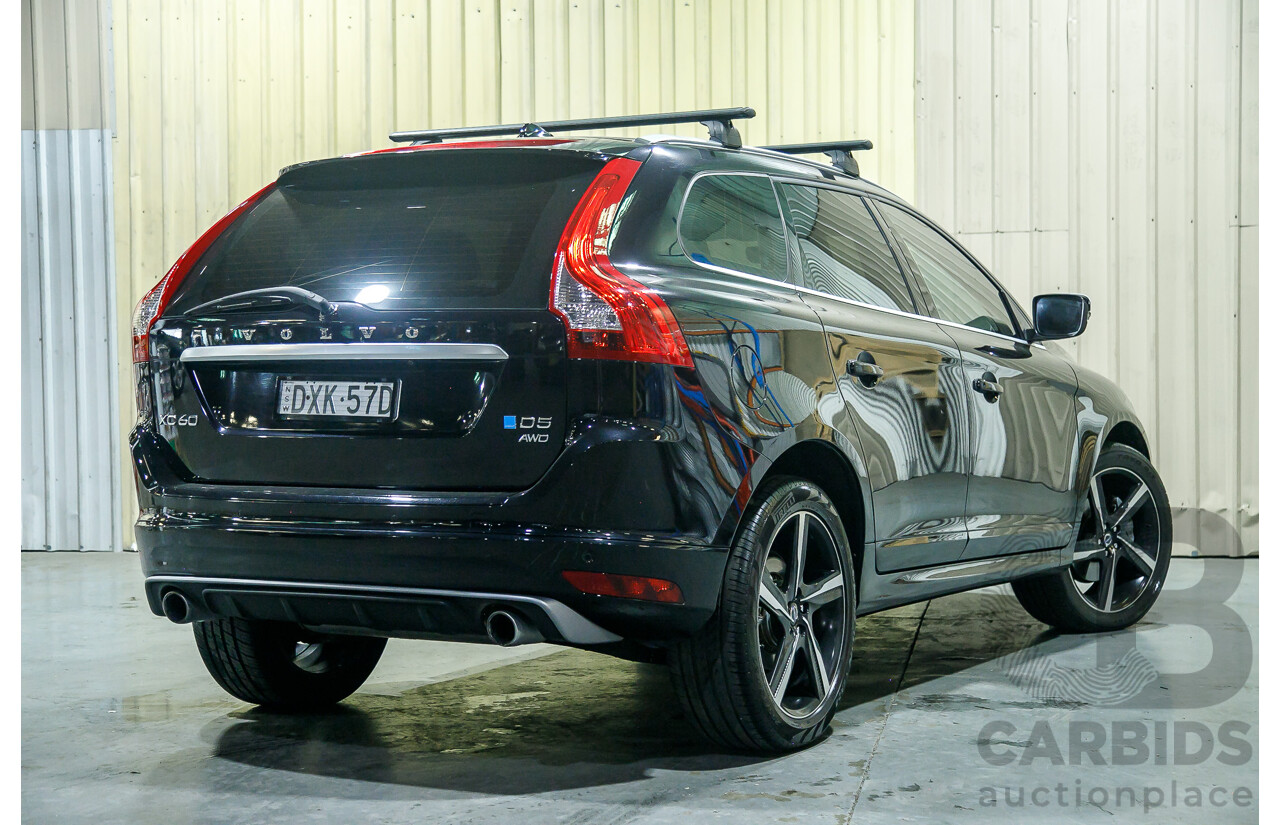 6/2015 Volvo XC60 D5 R-Design (AWD) DZ MY15 4d Wagon Metallic Black Twin Turbo Diesel 2.4L