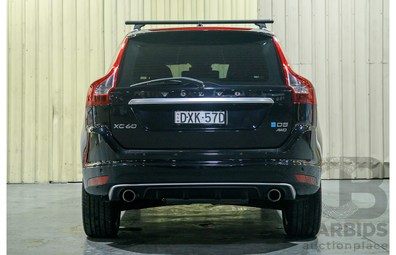 6/2015 Volvo XC60 D5 R-Design (AWD) DZ MY15 4d Wagon Metallic Black Twin Turbo Diesel 2.4L
