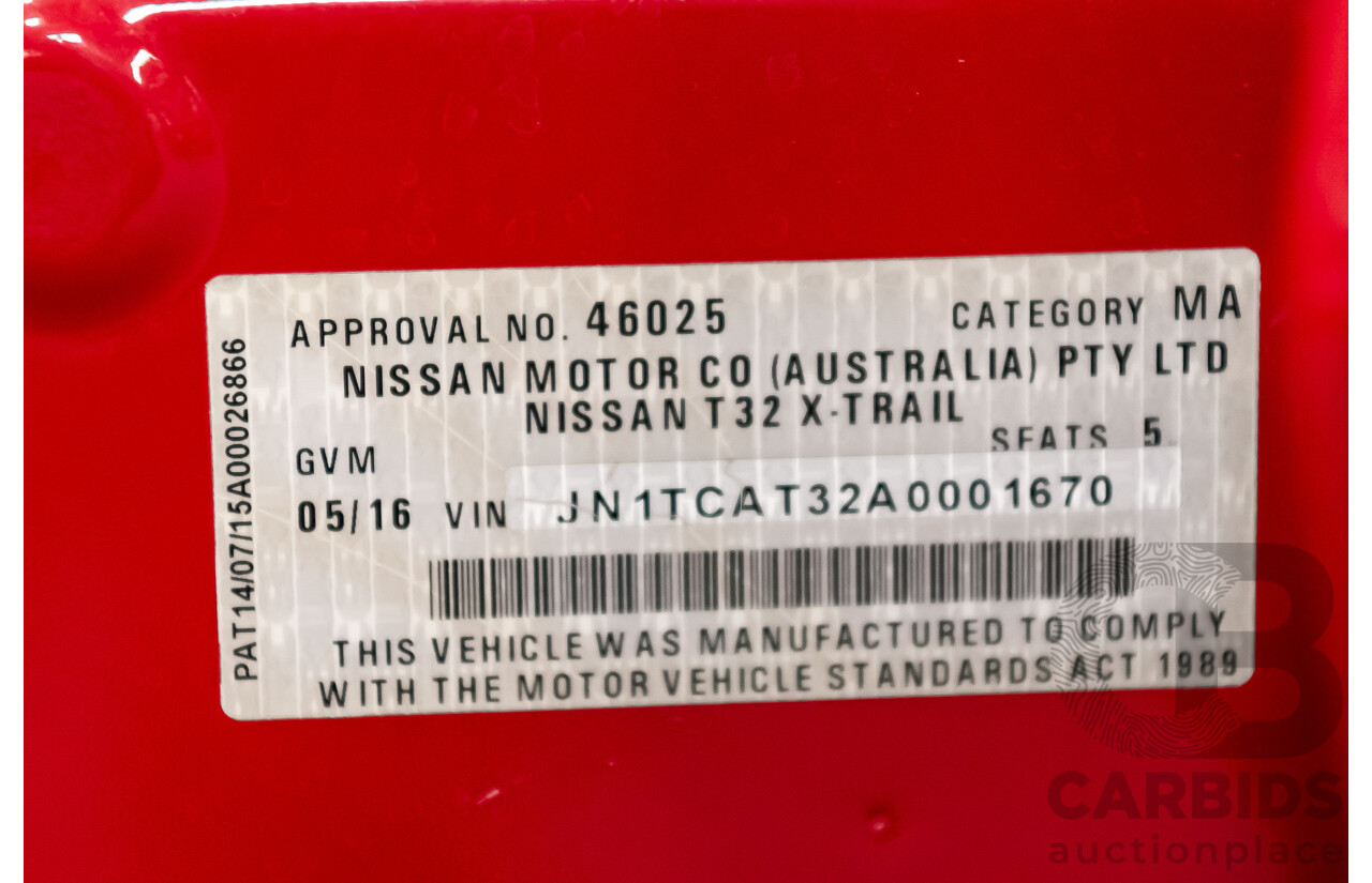 5/2016 Nissan X-Trail TL T32 4d Wagon Red Turbo Diesel 1.6L