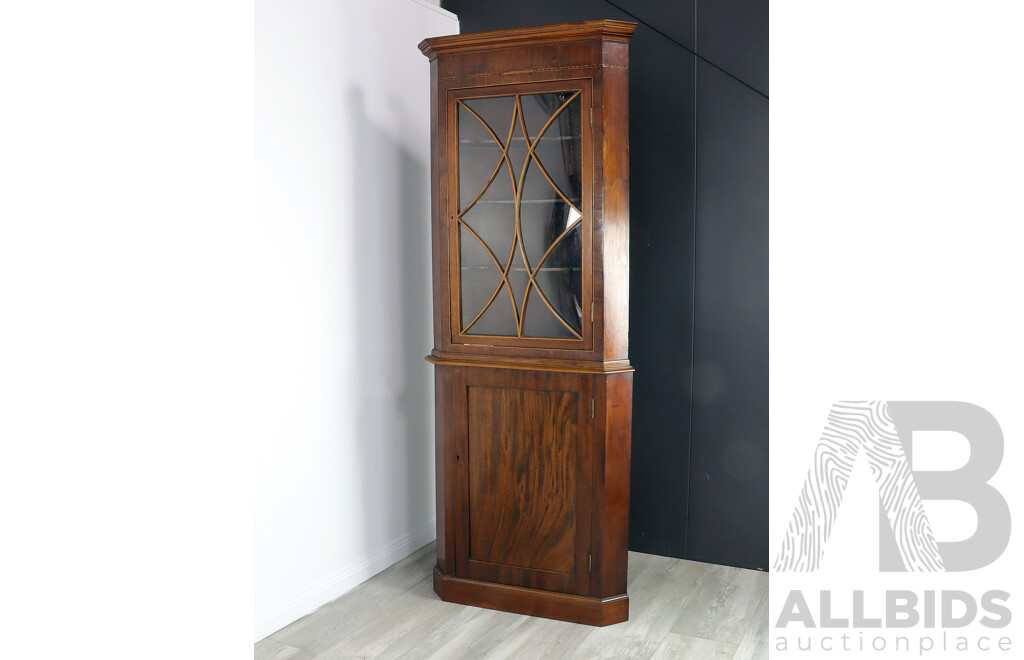 Antique Sheraton Revival Corner Display Cabinet