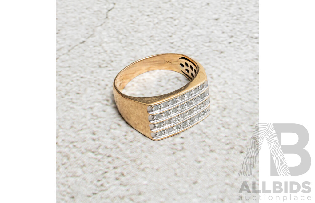 9ct Men's Diamond Dress Ring, TDW 1.0CT, Size Y, 7.04 Grams