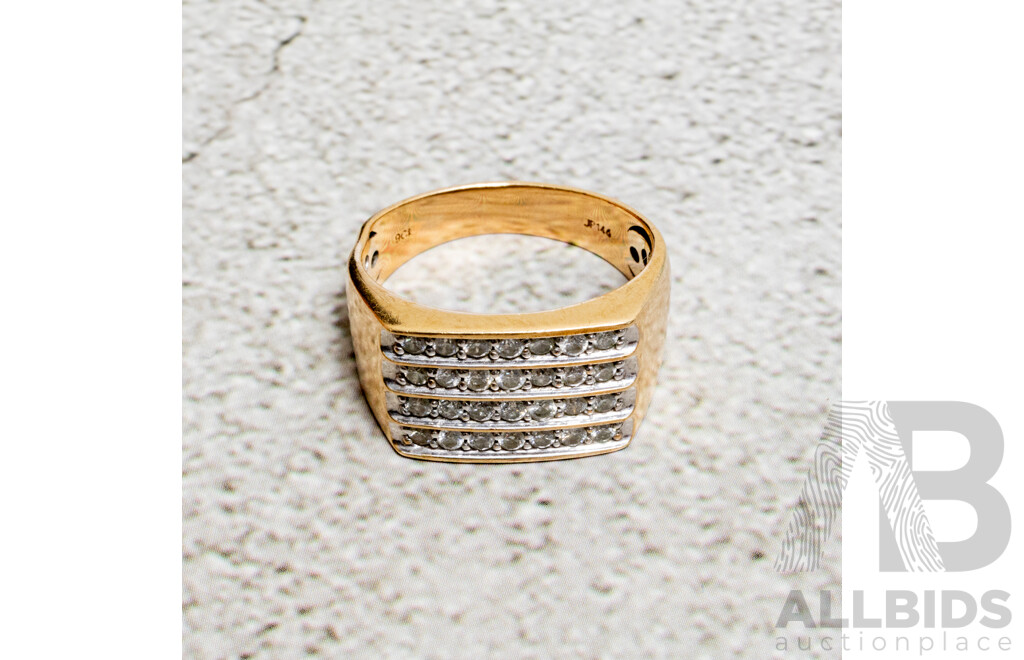 9ct Men's Diamond Dress Ring, TDW 1.0CT, Size Y, 7.04 Grams