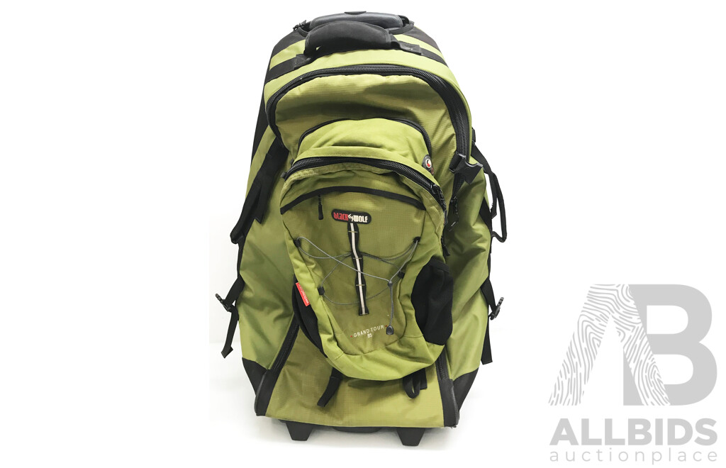 BlackWolf Grand Tour 85L Wheeled Travel Pack with Miscellaneous Items