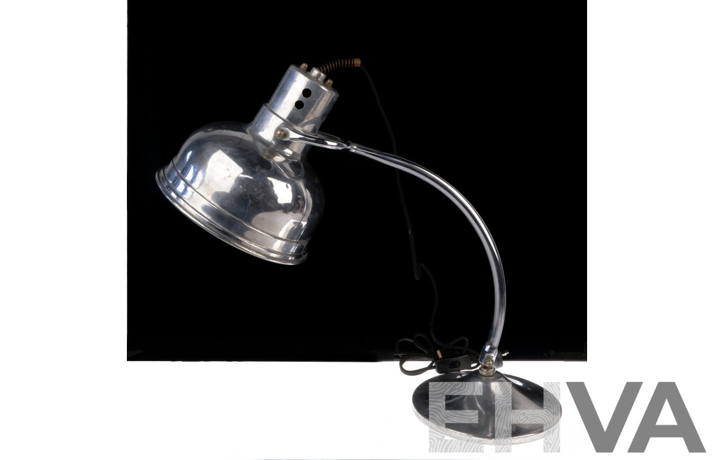 Retro Chromed Industrial Heat Lamp Retro Fitted to Desk Lamp