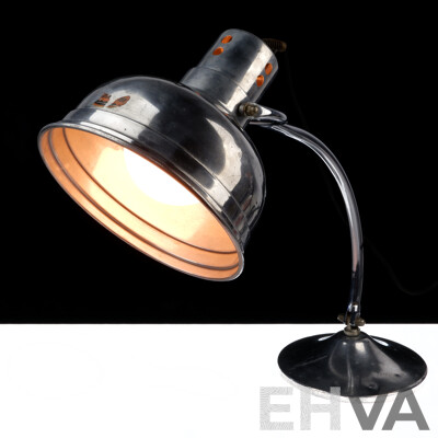 Retro Chromed Industrial Heat Lamp Retro Fitted to Desk Lamp