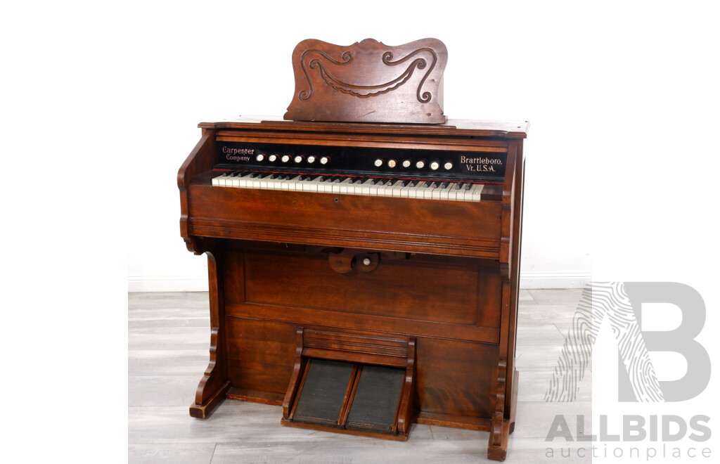 Mahogany Pump Organ by the Carpenter Company, Brattleborro Vr USA