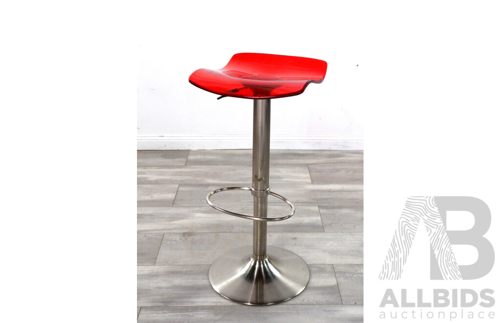 Retro Red Transparent Acrylic Gas Lift Stool