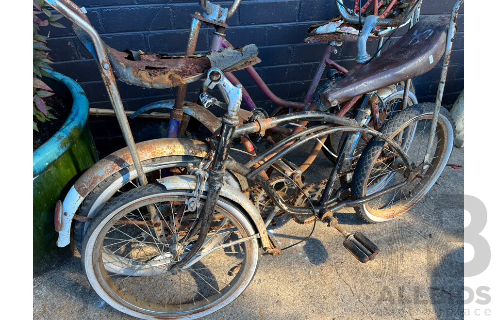 Three Vintage Dragster Bikes