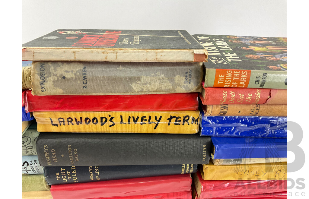 Collection of Vintage and Antique Hard Cover Books Including Robin Hood, a Perilous Adventure, the Light That Failed, a Deal with the Devil, M'Glusky, Please Don't Eat the Daisies, Treasure Island, First Editions.....