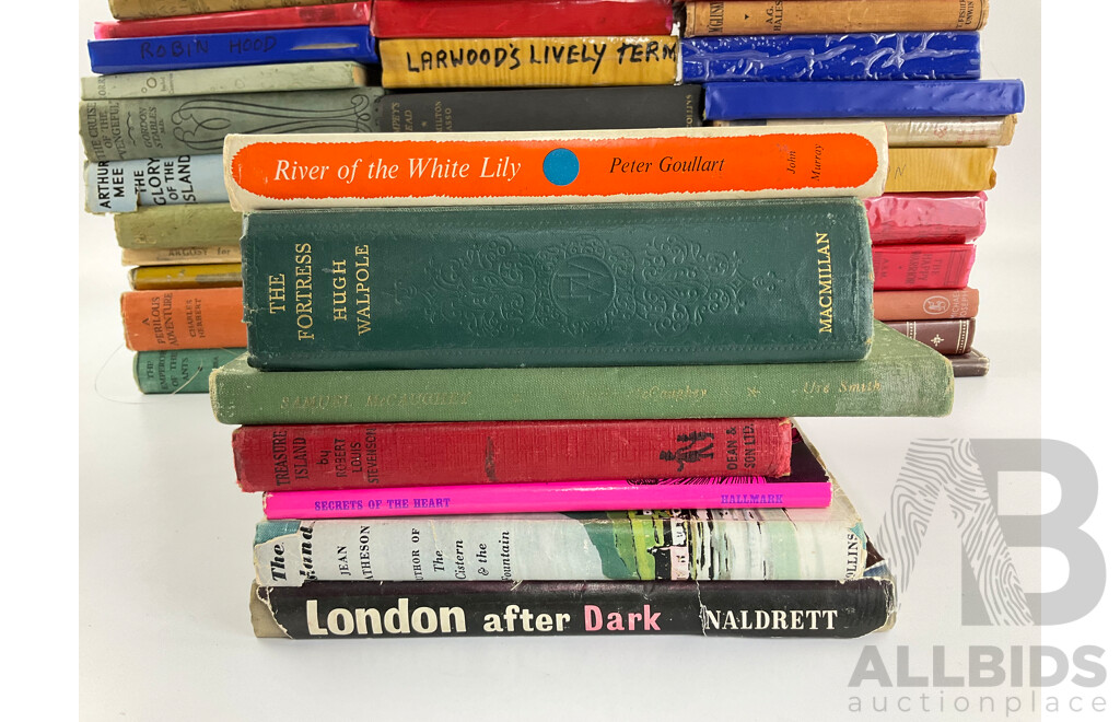 Collection of Vintage and Antique Hard Cover Books Including Robin Hood, a Perilous Adventure, the Light That Failed, a Deal with the Devil, M'Glusky, Please Don't Eat the Daisies, Treasure Island, First Editions.....