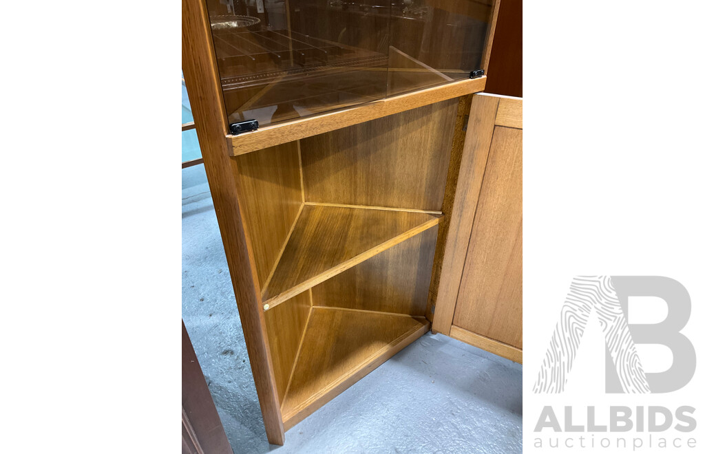 Teak Glass Front Corner Display Cabinet