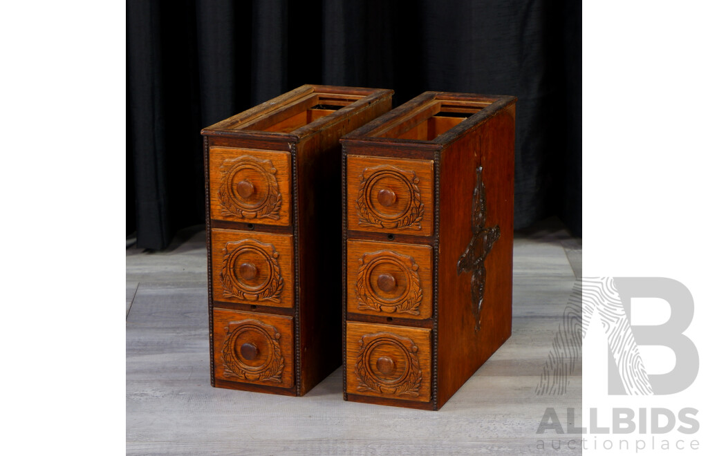 Pair of Oak Singer Sewing Machine Drawers