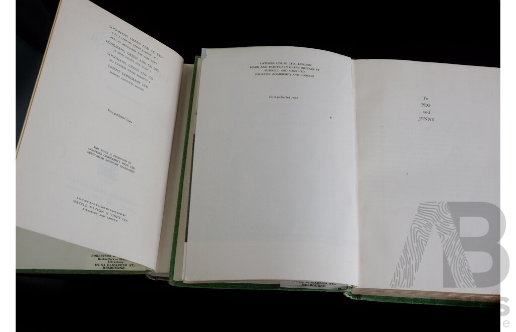 Four Vintage First Edition Hard Cover Books on Cricket, the Fight for the Ashes 1928-29, M.A Noble, George G. Harrap & Co 1929, Straight Hit, Keith Miller, Latimer House LTD 1952, Gone to the Test Match...